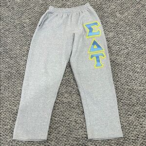 Sigma Delta Tau sorority embroidered letter sweatpants